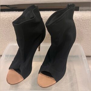 Chic Black Peep-Toe Heeled Boots